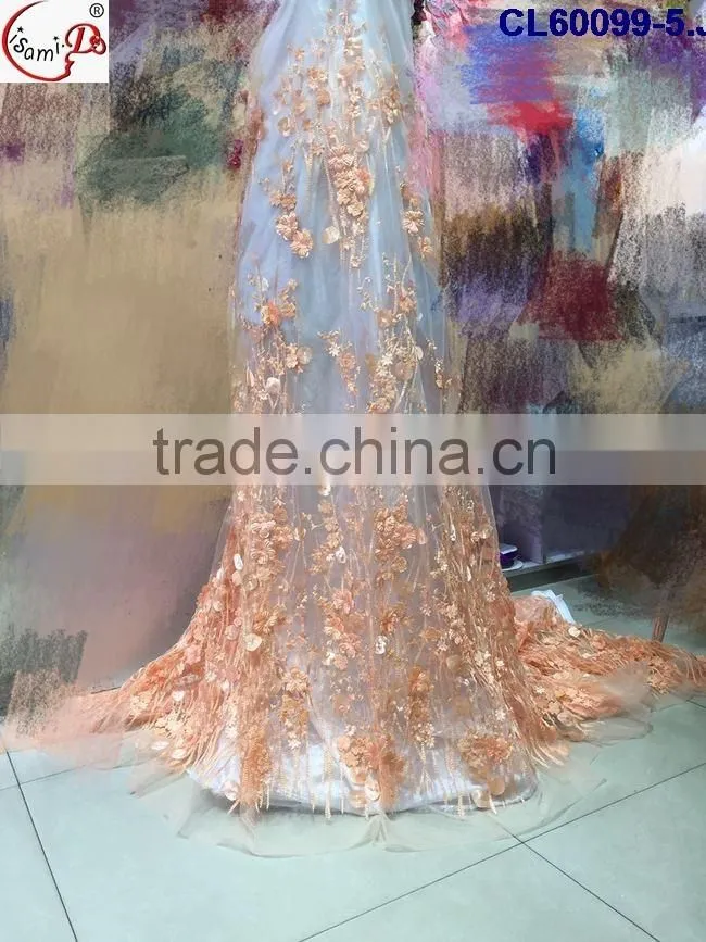 CL60099 Modern design good quality 3d flower lace embroidered fabric,african french lace fabric