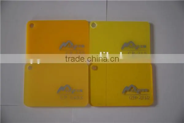High gloss yellow color cell cast acrylic sheet