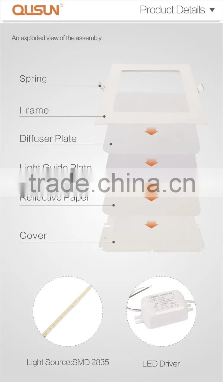 Hotsale 3W/6W/9W/12W/15W/18W/24W Square led ceiling panel light