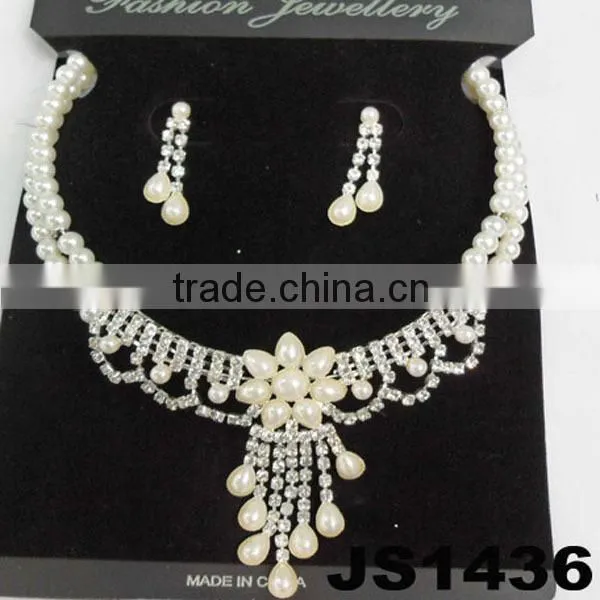 cheap fashion flower necklace earrings jewelry set