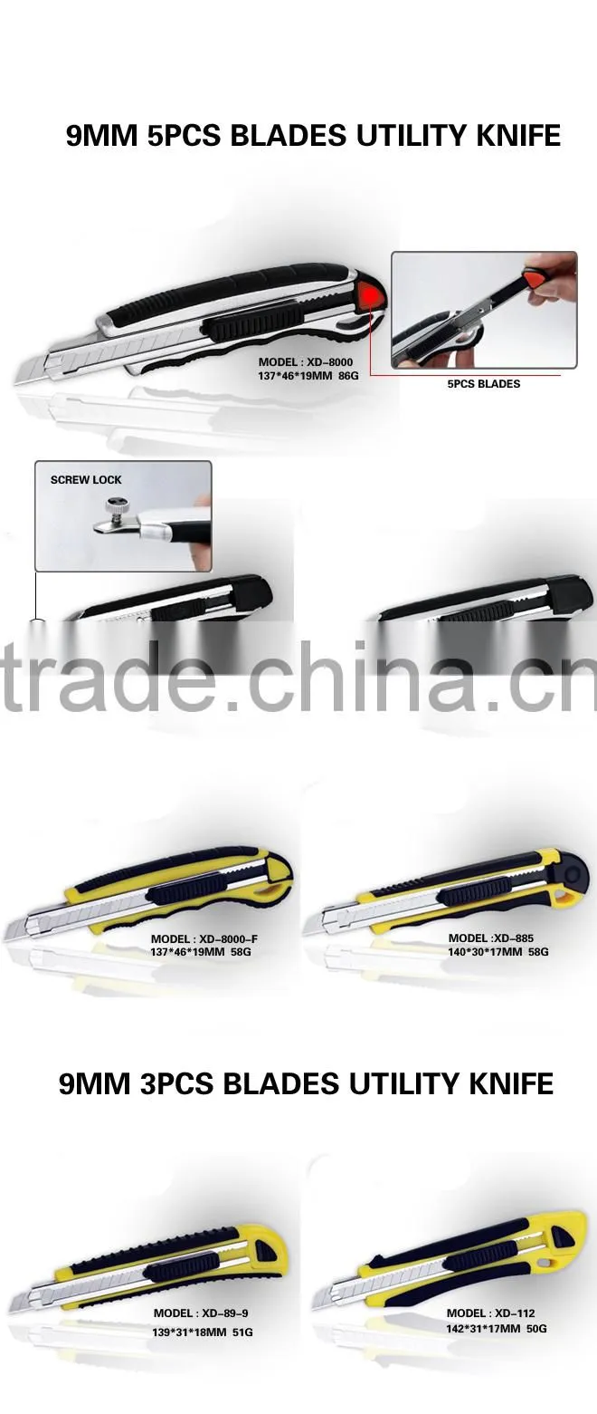 Stationery Cutter 9mm 5PCS Auto Loading Blade Utility Cutter Knife