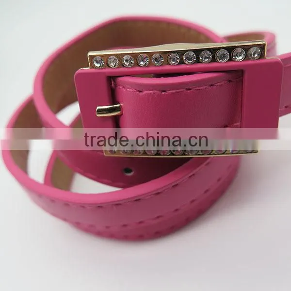 Stylish simple skinny belt with diamonds for women