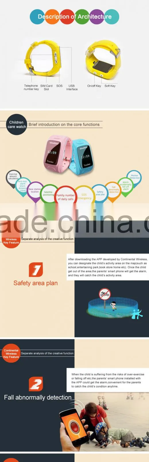 Bluetooth anti-lost anti-kidnapping kids gps tracker with SOS button