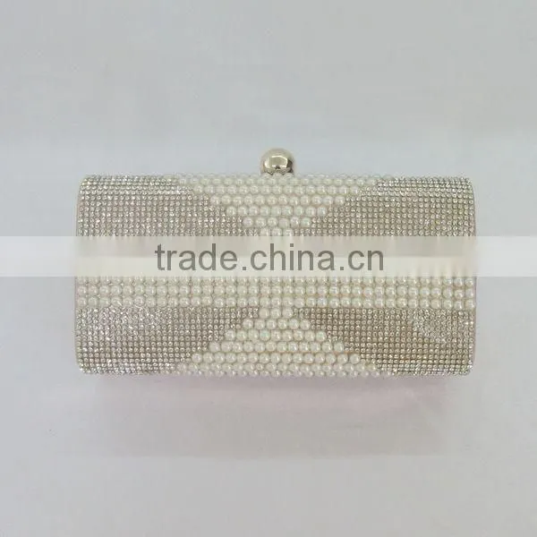 Customized ladies fashion clutch pearl metal box