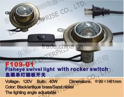 Fisheye swivel light with rocker switch/cabinet light