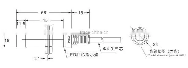 Inductive Sensor F3C-18KN08 series, M18 Cylindrical Inductive Sensor, Can Be Customized 5v DC or 2-wire Type.