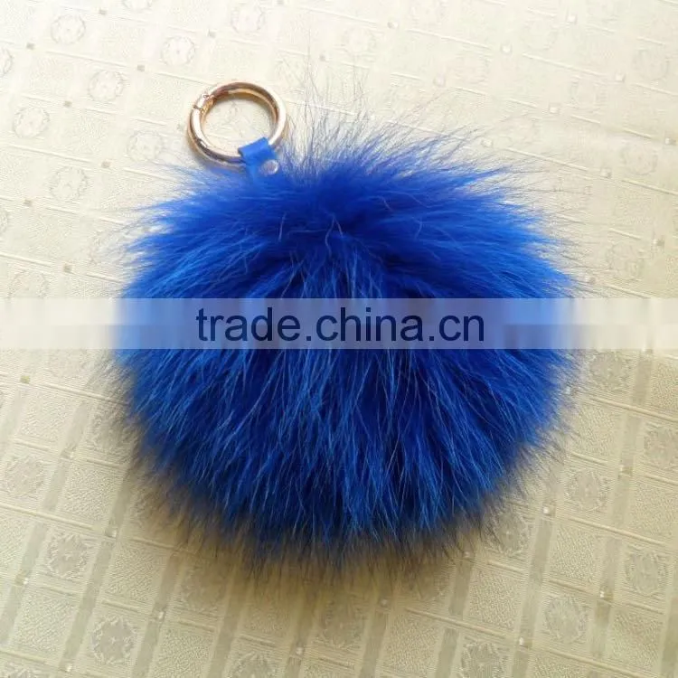 Cute Fashion Wholesale Real Fluffy Fox fur Pompon Ball Keychain with Cheap Price