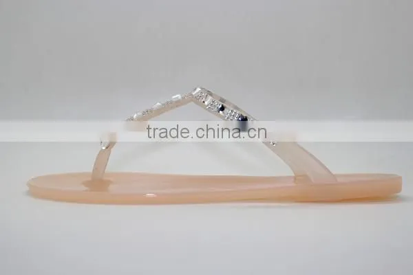 2015 New Arrival Cheap Diamond Plastic Jelly Sexy Slipper With Various Colors Women Jelly Flat