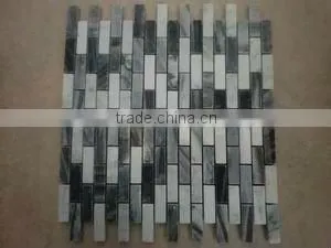natural strip gray white marble mosaic tiles