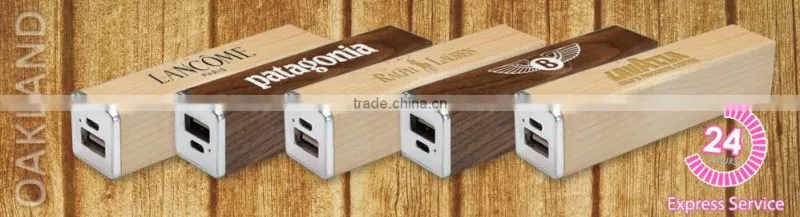 Square Wooden Universal Portable Power Bank 2600Mah Promotional Gifts For Mobile Phones