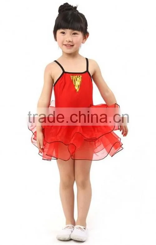 New Red Cute Mini Dress High Quality Kids Girls Dance Dress