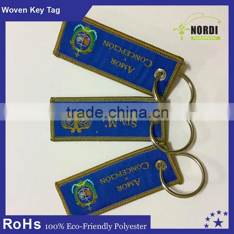 reflective key chain /custom key tag /polyester embrodiery key chain