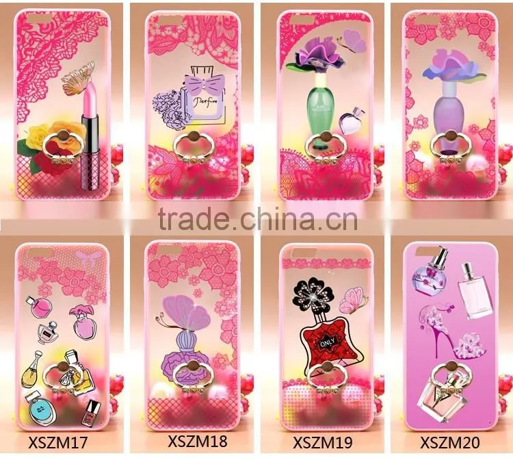 Hot Selling Perfume TPU+PC 2-in-1 Hybrid Pattern Phone Cases With Ring Bracket For iPhone 6s Plus