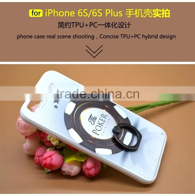Lovely Wholesale TPU+PC 2-in-1 Material Hybrid Pattern Phone Case Ring Bracbet For iPhone 6s/6s Plus
