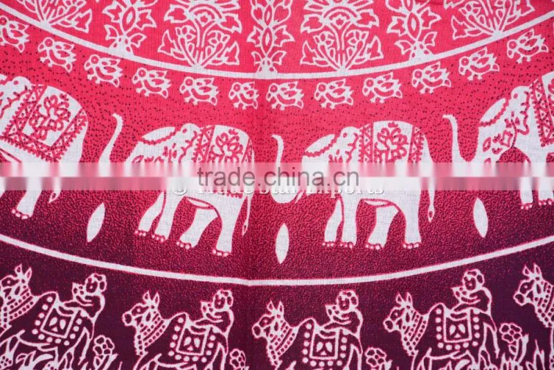 Indian Ombre Gypsy Elephant Hippie Mandala Wall Art Queen Cotton Boho Wall Hanging Home Decorative Ethnic Tapestry
