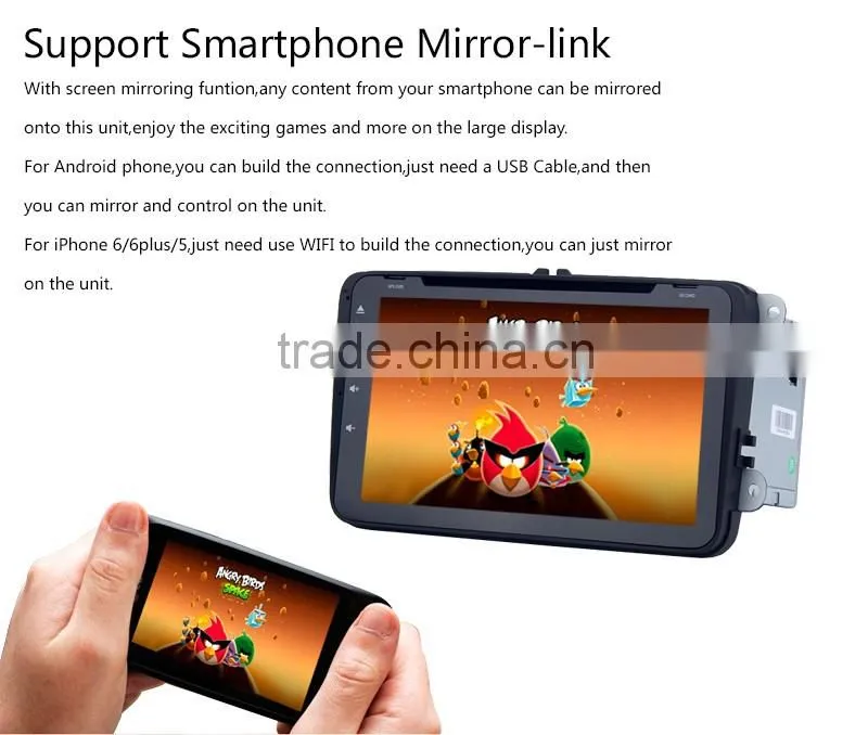 Cheap 8 Inch High quality double din 1024 600 High Resolution car gps dvd player for VW skoda