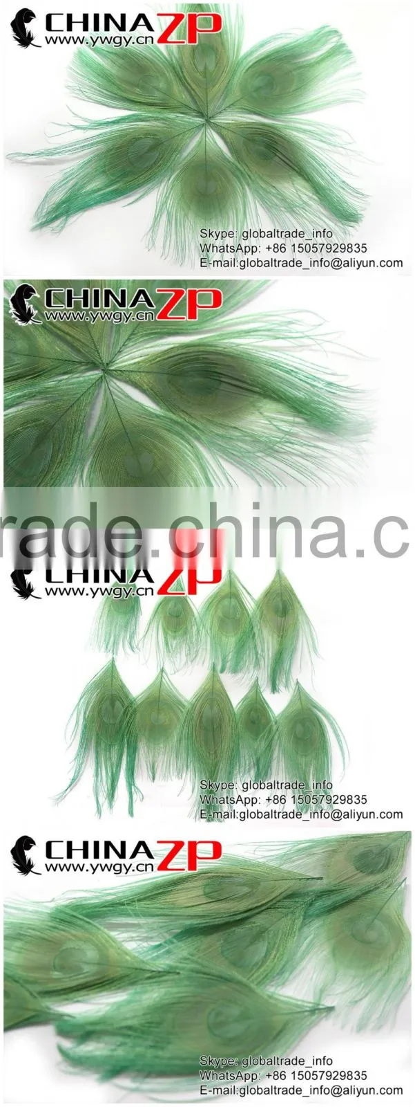 ZPDECOR Factory Bulk Sale Cheap Selling Dyed Mint Green Trimmed Short Peacock Feathers for DIY