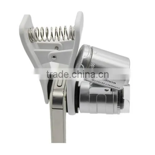 9882W LED Mini Pocket Microscope , Clip Type LED Cellphone Microscope