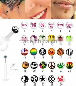 16 gauge internally threaded CZ labrets body lip jewelry piercing