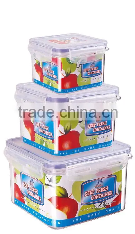 3pcs transparent rectangle plastic freezer food container