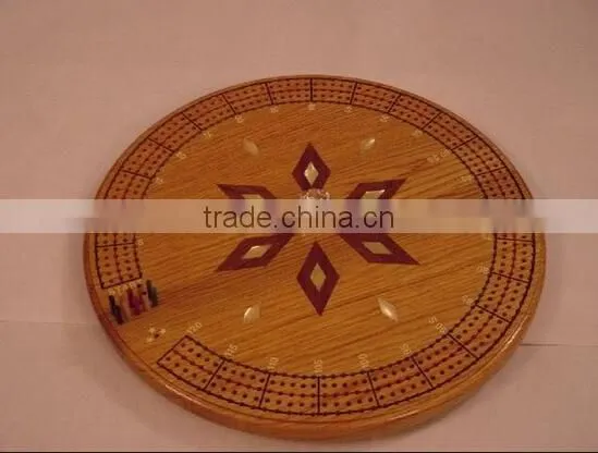 Round Wood Cribbage Board