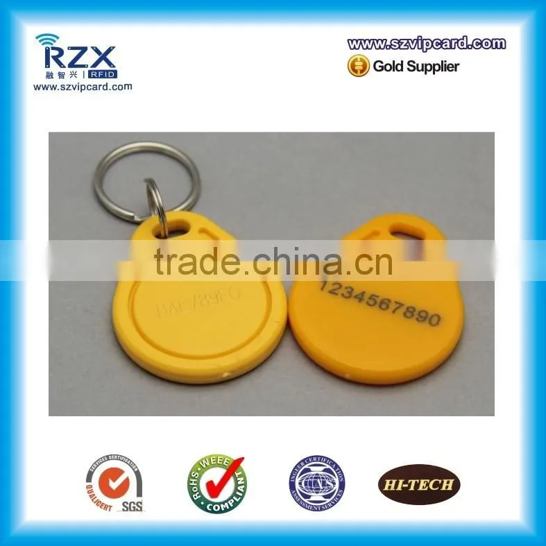 waterproof abs 13.56mhz passive writable rfid key tag