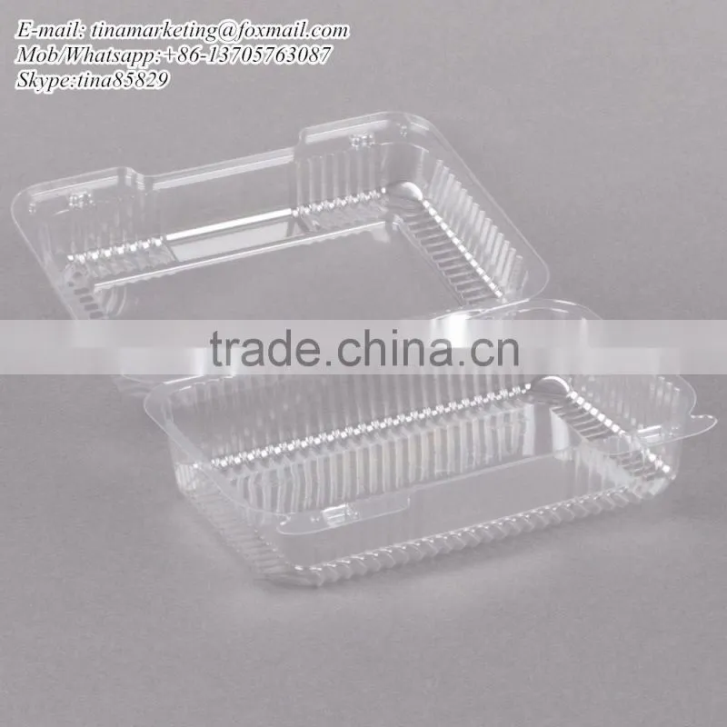OPS Plastic Clear Clamshell Cake Container with Dome Hinged Lid Cheap Price