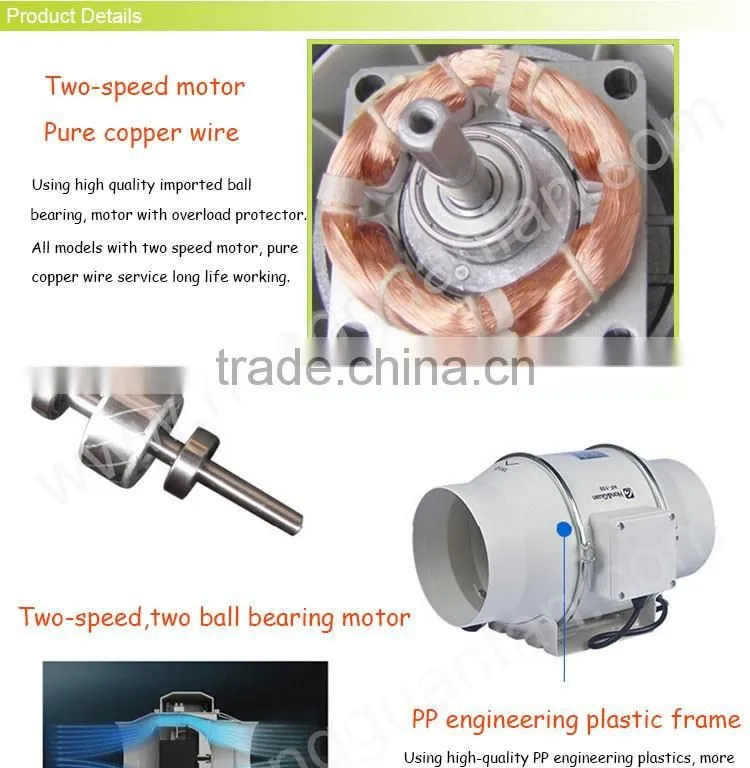2017 new wholesale 8" silent reversible inline duct exhaust fan (EC Motor supportable)