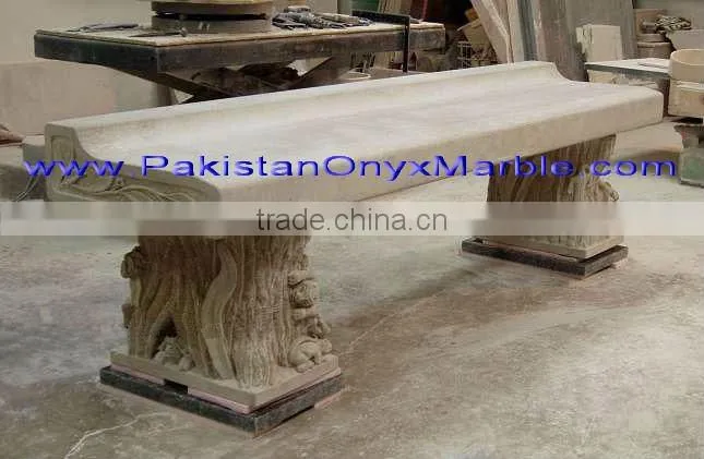 Outdoor garden marble bench