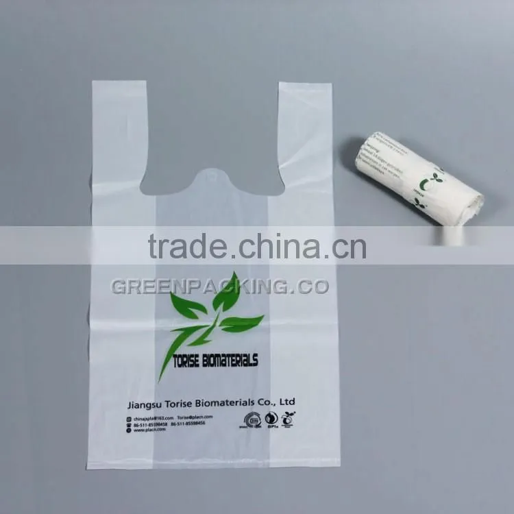Compostable biodegradable T-shirt PLA shopping bags
