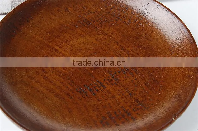Wholesale Japanese Style Dessert Saucer Wood food plate, Round Wooden Small Dish for Afternoon Tea