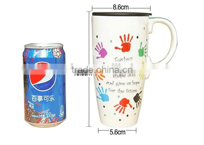 Custom ceramic couple mug cup with lid