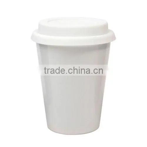 300ml ceramic mug with silicone lid
