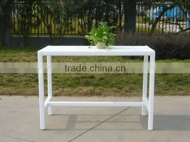 white color plastic rattan bar table