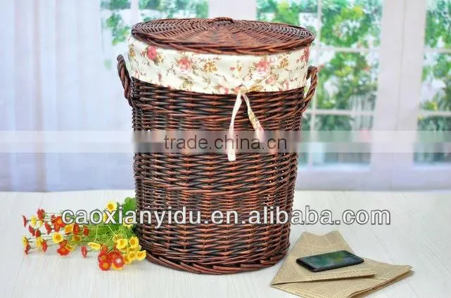 Household Furniture Zakka Storge Basket Wicker Waste Bin Country Style