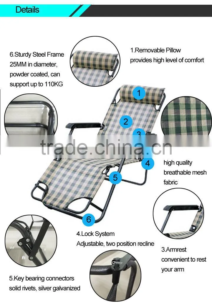 Outdoor Adjustable Beach Poolside Chair