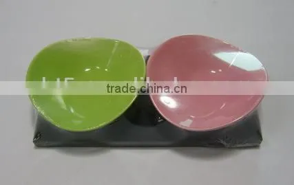 Set of 2 ceramic bowl set colorful ceramic snack tray set