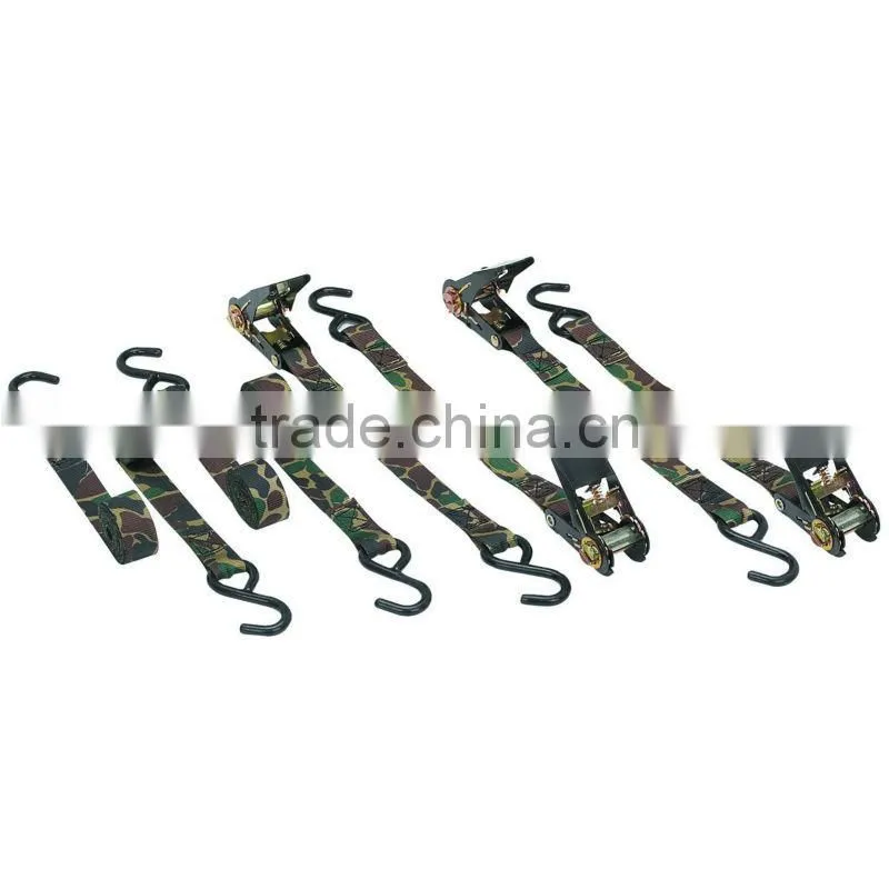 4 Piece 1 In. X 8 Ft. Camouflage Ratcheting Tie Downs quick release Polyester tie down with high quality