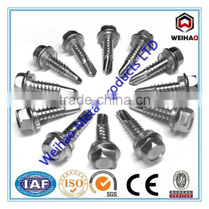 C1022a galvanized Hex head self drilling screw/roofing galvanized self-drilling screw EPDM washer