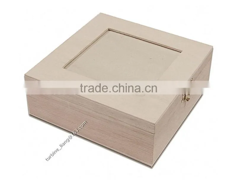 unfinished wooden photo frame box with separators