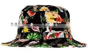 Fashion Cheap Bucket Hat/Round Top Floral 100 Cotton Bucket Hat