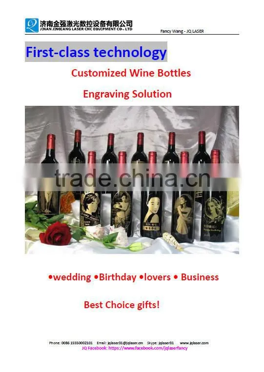 laser rotary engraving on glass bottle