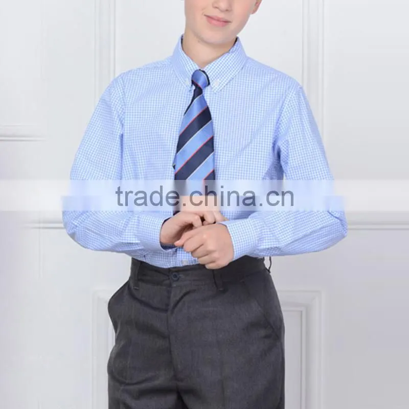British style 2017 spring school boys shirt long sleeved cotton plaid shirt