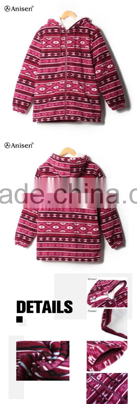 oem wholesale cheap printed fleece women jacket