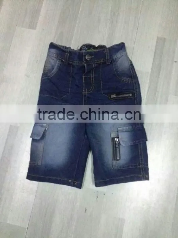Stock lots clothing kid's casual new desgin cheap denim shorts