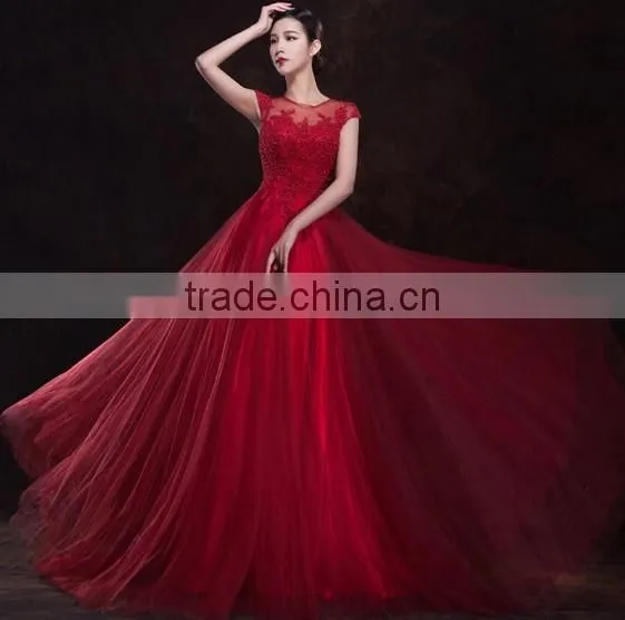 2014 red lace nude cap sleeve tube sex women party evening dress