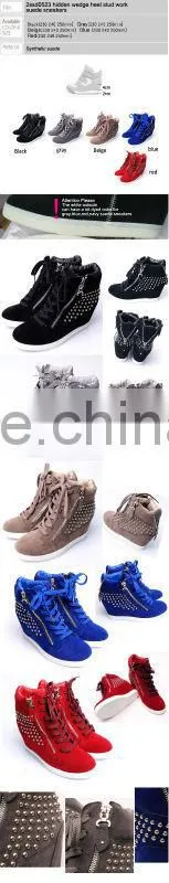 2ssd0523 hidden wedge heel stud work suede sneakers top quality comfortable