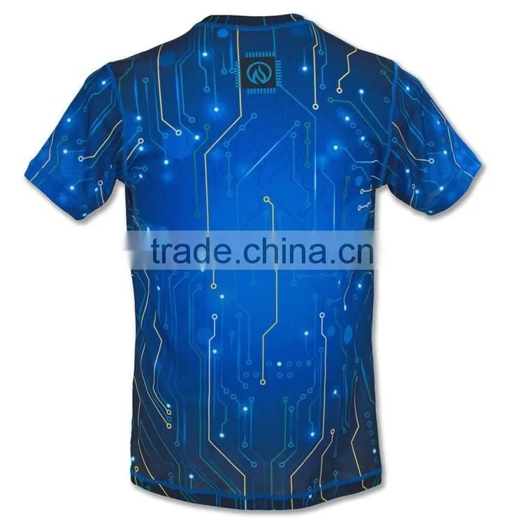 2015 Unisex Spandex 4 Needles Flat-lock Blue Compression Shirt, Compression Skin Shirt Yoga Shirts
