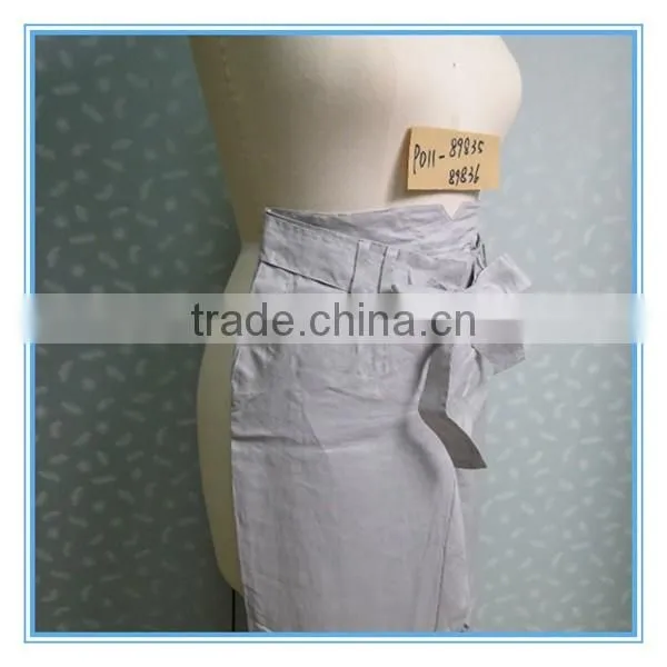 Hot Sales Plus Size Casual Side Pocket Straight Linen Pants For Lady