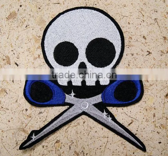 Custom high quality embroidered creative skulls patch for clothes embroidery patch made in china choose size/color